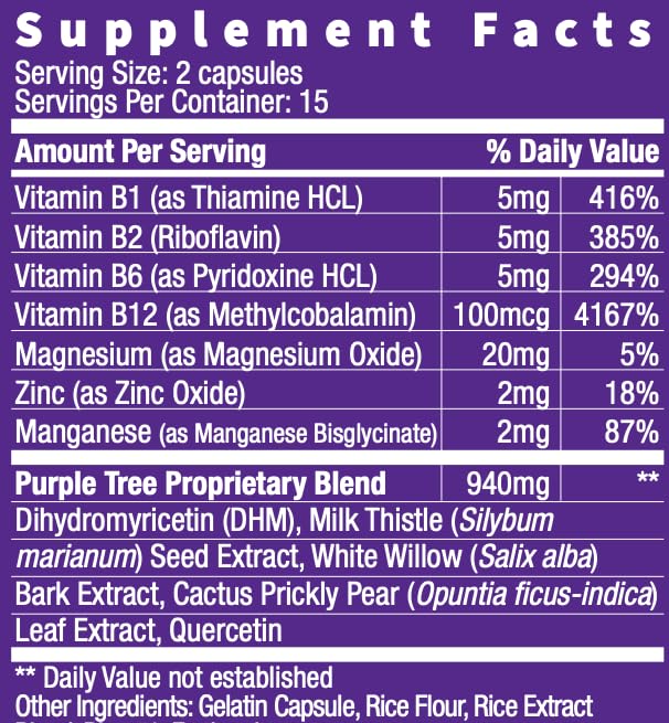 facts nutricionales del suplemento purple tree