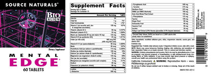 Facts de suplemento de Mental Edge tabletas