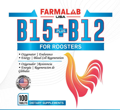 Caja Farmalab vitaminas B12 y B15 para gallos adultos