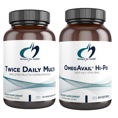 Fish oil y multivitaminas Designs for Health frasco principal