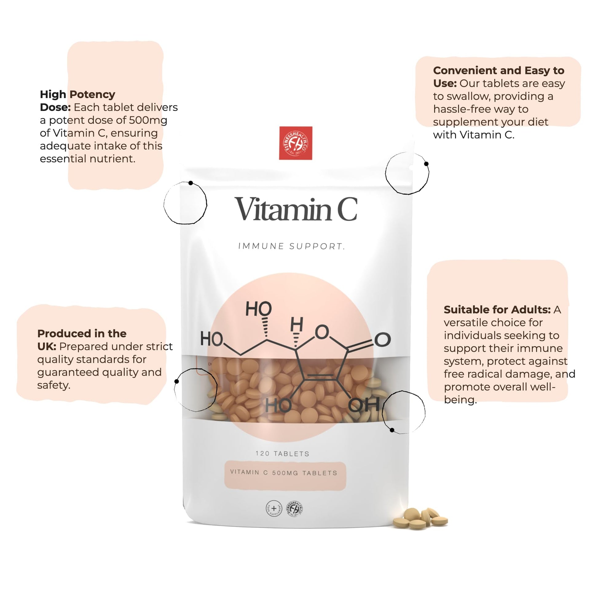 Fitness Health Vitamina C 500mg caja y frasco