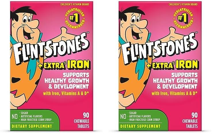 tabletas multivitamínicas Flintstones con hierro para niños, paquete de 90