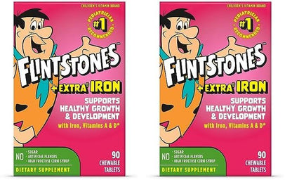 tabletas multivitamínicas Flintstones con hierro para niños, paquete de 90
