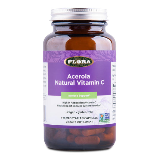 Flora cápsulas veganas vitamina c natural de acerola 120 unidades