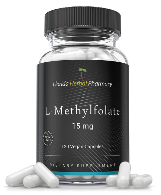 Florida Herbal Pharmacy suplemento L-metilfolato 15 mg caja frontal