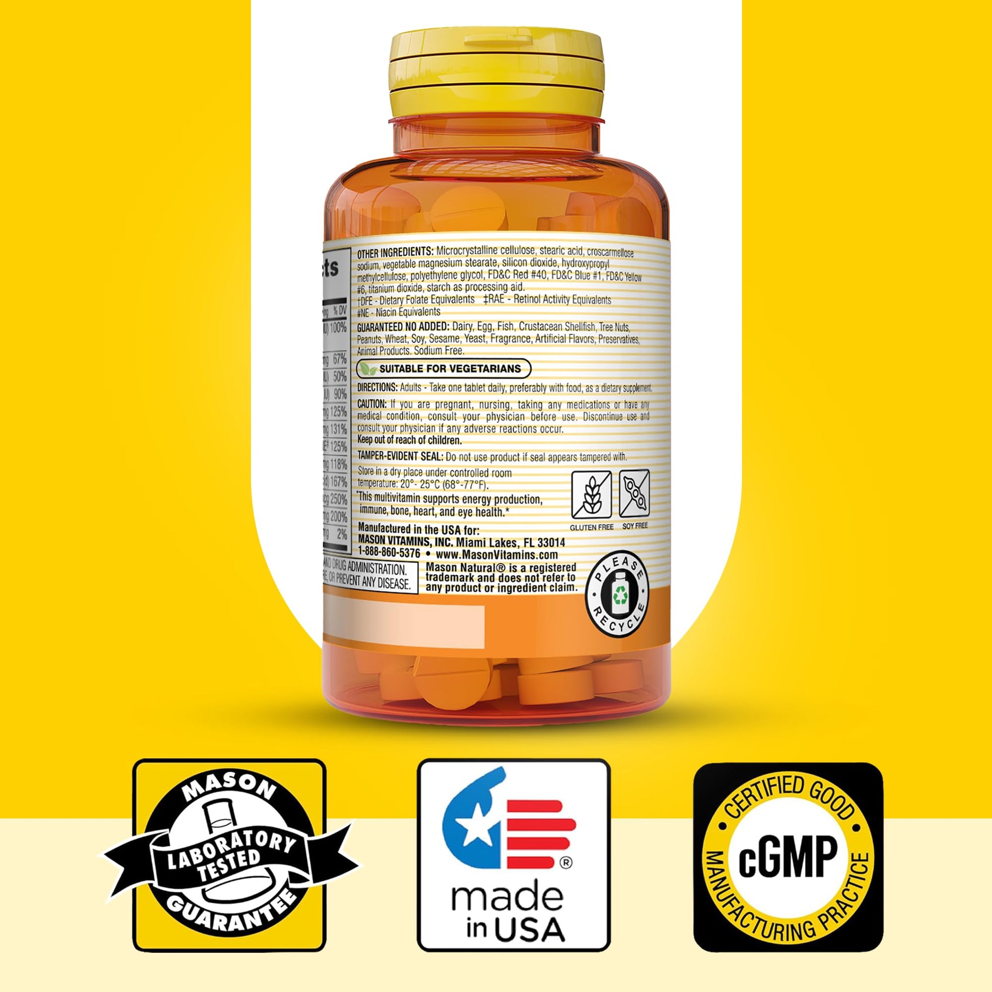 Fondo amarillo Vitaminas Mason