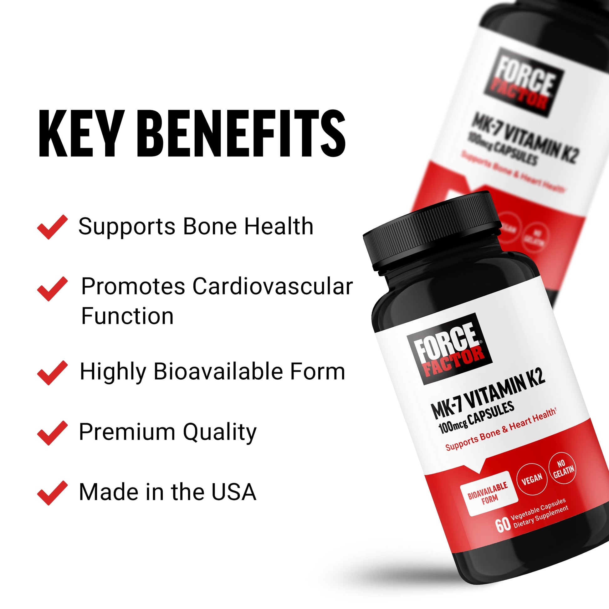 Force Factor vitaminas k2 cápsulas vegetales 60 unidades