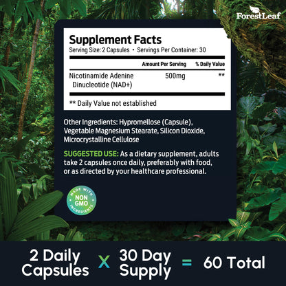 ForestLeaf NAD+ cápsulas para antienvejecimiento
