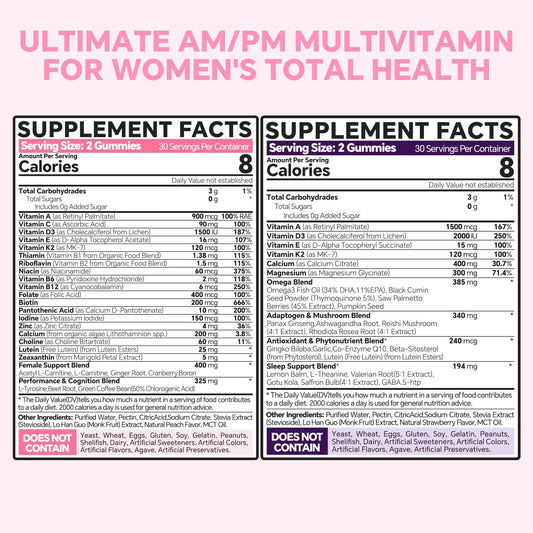 Fórmula completa para mujeres 24 horas en gomitas multivitamínicas.