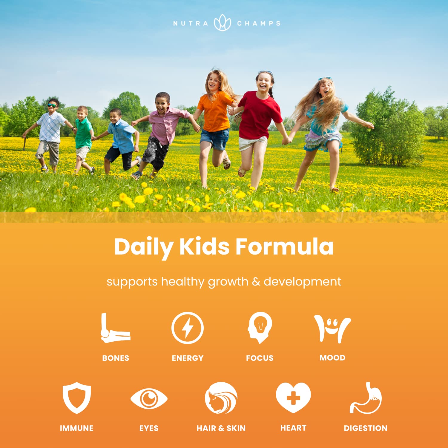 Fórmula diaria para niños NutraChamps y sus beneficios
