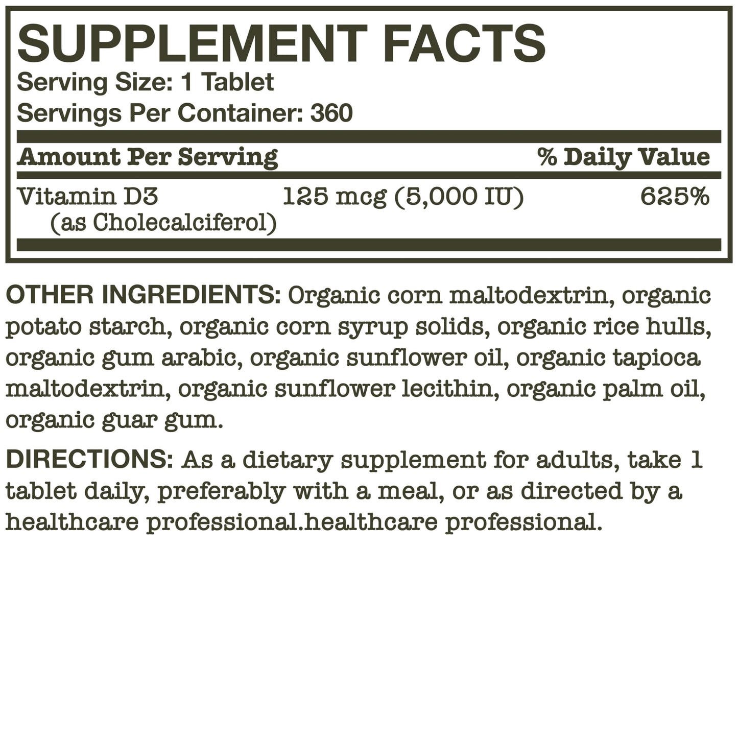 Fórmula Futurebiotics Vitamina D3 5000 IU calidad superior