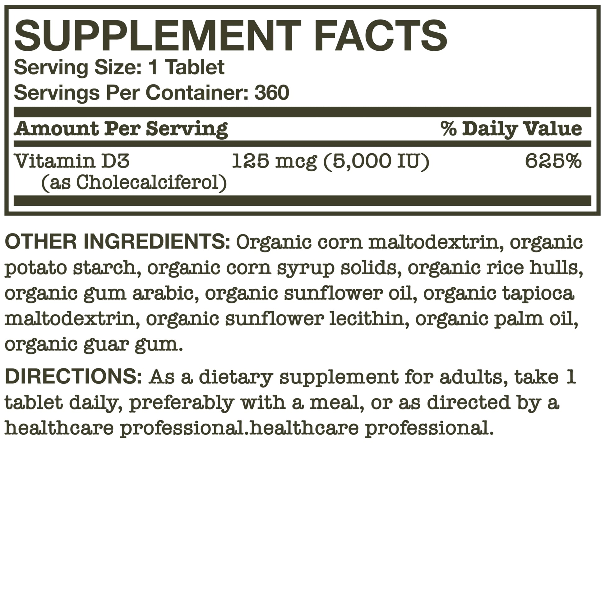 Fórmula Futurebiotics Vitamina D3 5000 IU calidad superior