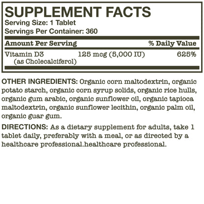 Fórmula Futurebiotics Vitamina D3 5000 IU calidad superior
