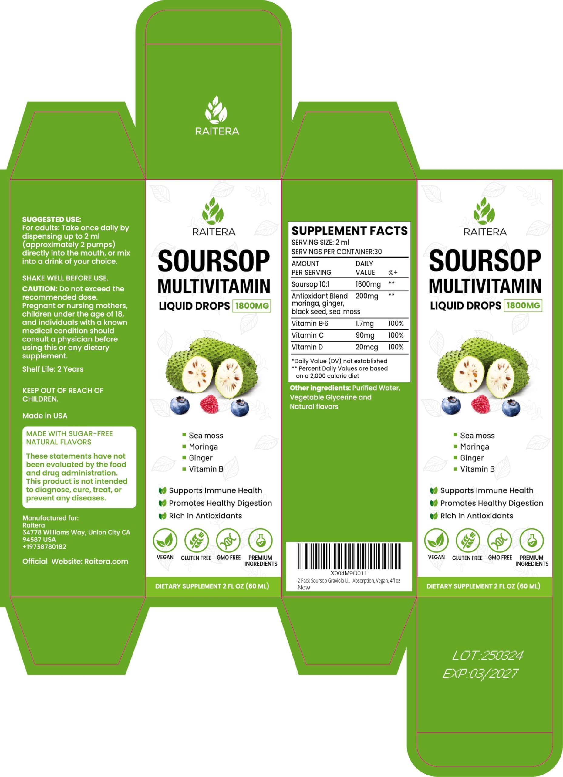 fórmula líquida graviola con vitaminas