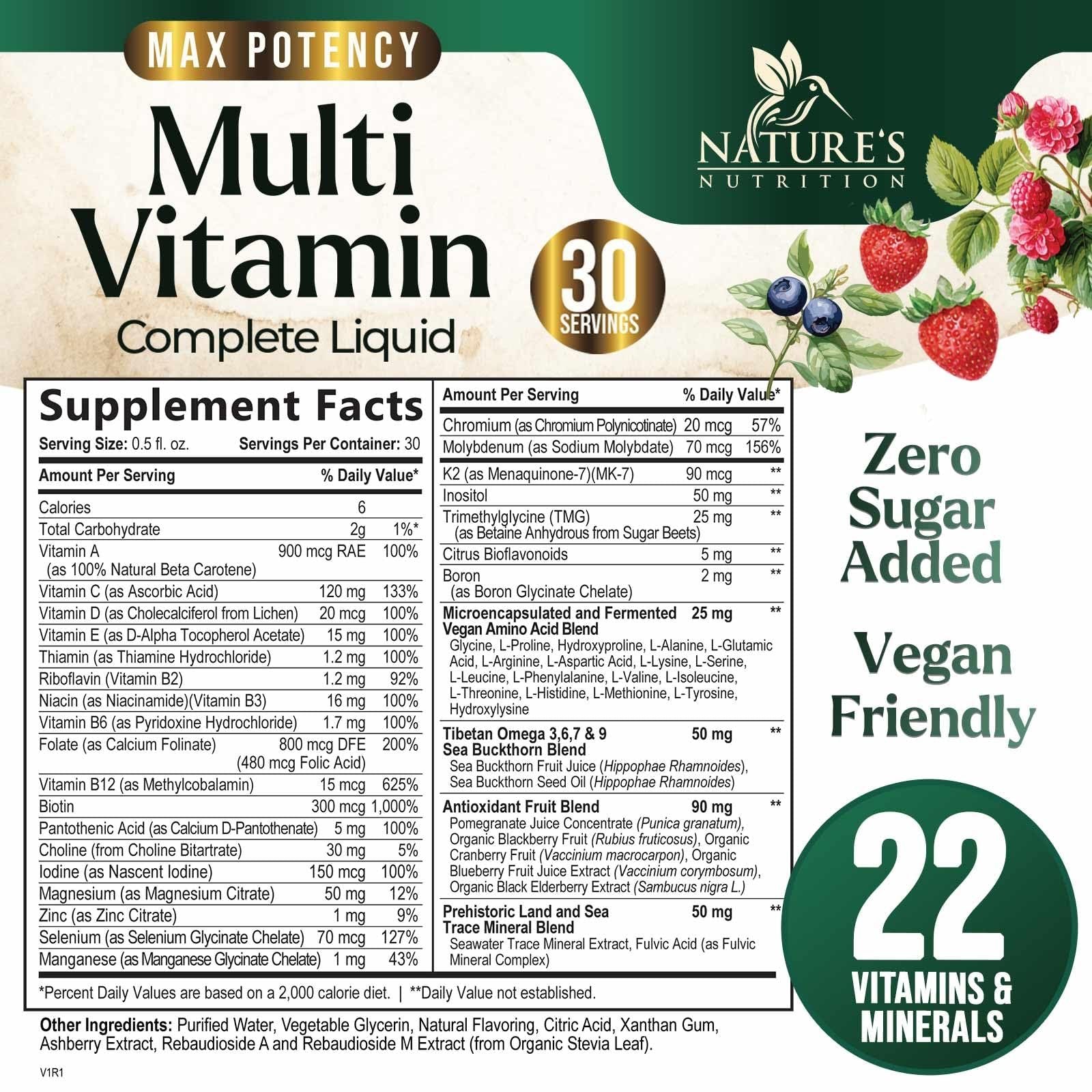 Fórmula de multivitamínico líquido enriquecida