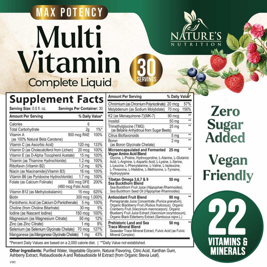 Fórmula de multivitamínico líquido enriquecida