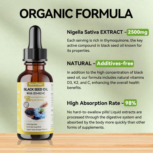 Fórmula orgánica de aceite de semilla negra con vitaminas