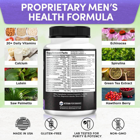 Fórmula de salud masculina con vitaminas y minerales.