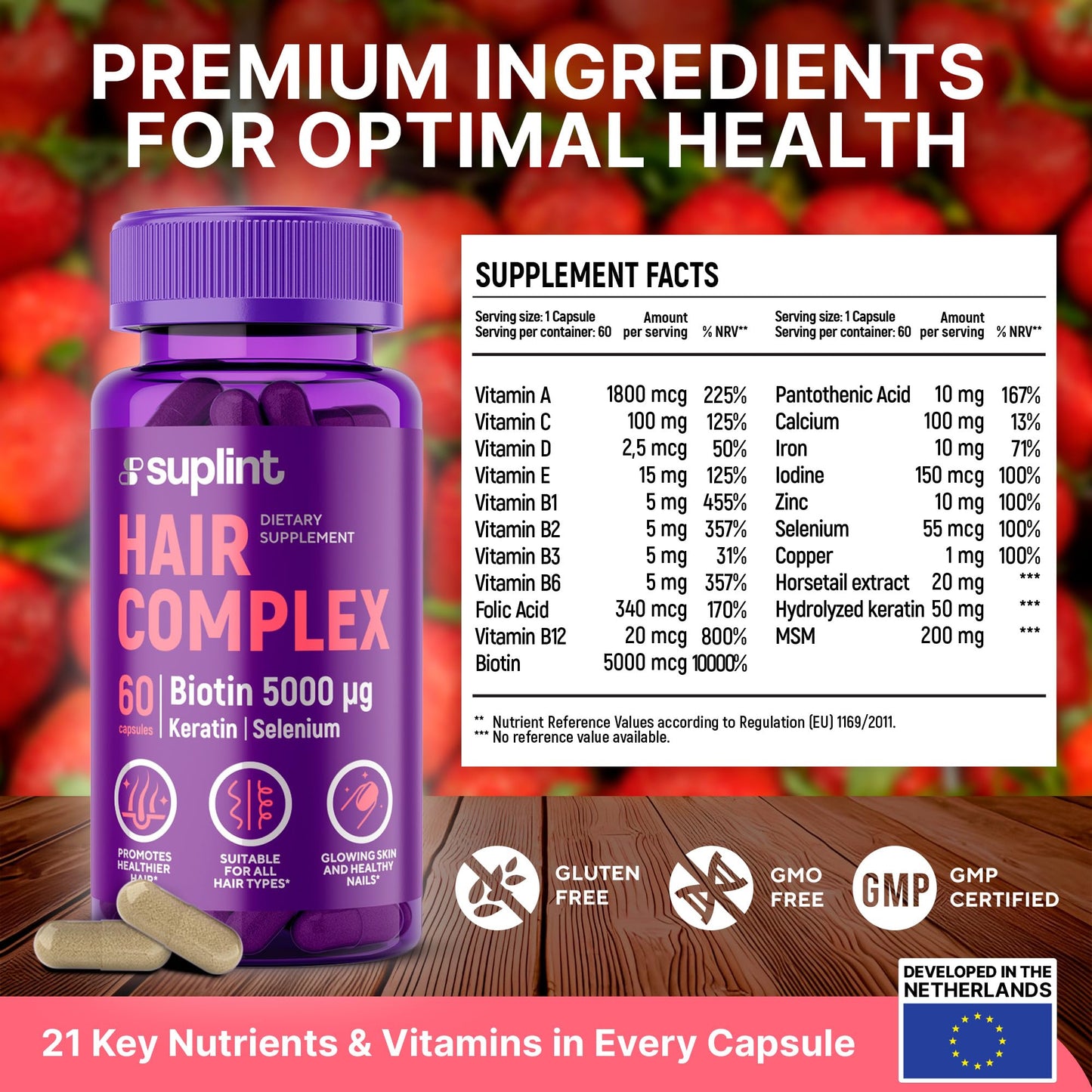Fórmula vegana vitaminas SUPLINT cabello y vitalidad