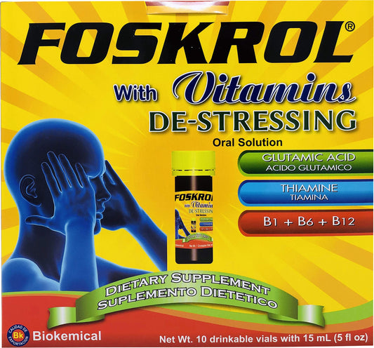 foskrol vitaminas b ácido glutámico paquete 10 viales desestresante