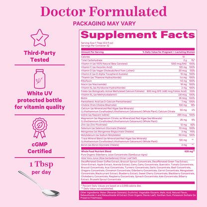 Foto de vitaminas líquidas Pink Stork en botella