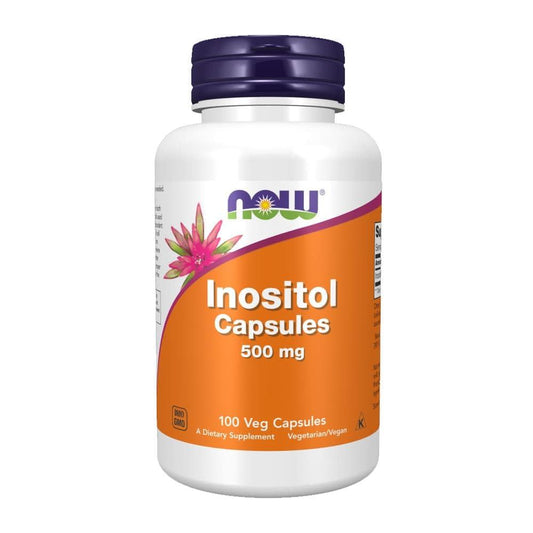 Frasco NOW Foods cápsulas Inositol 500mg 100 unidades
