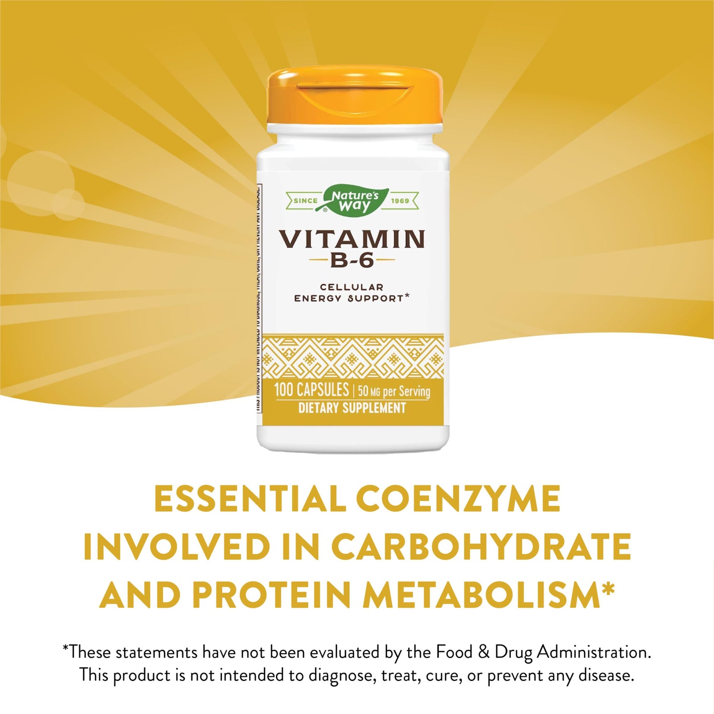 Frasco de 100 cápsulas vitamina B6 Nature's Way