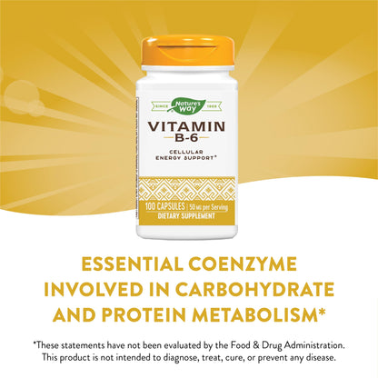 Frasco de 100 cápsulas vitamina B6 Nature's Way