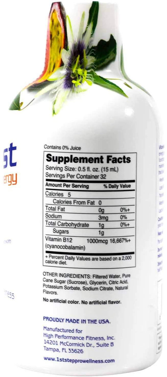 Frasco 1st Step líquido B-12 energía natural sin cafeína