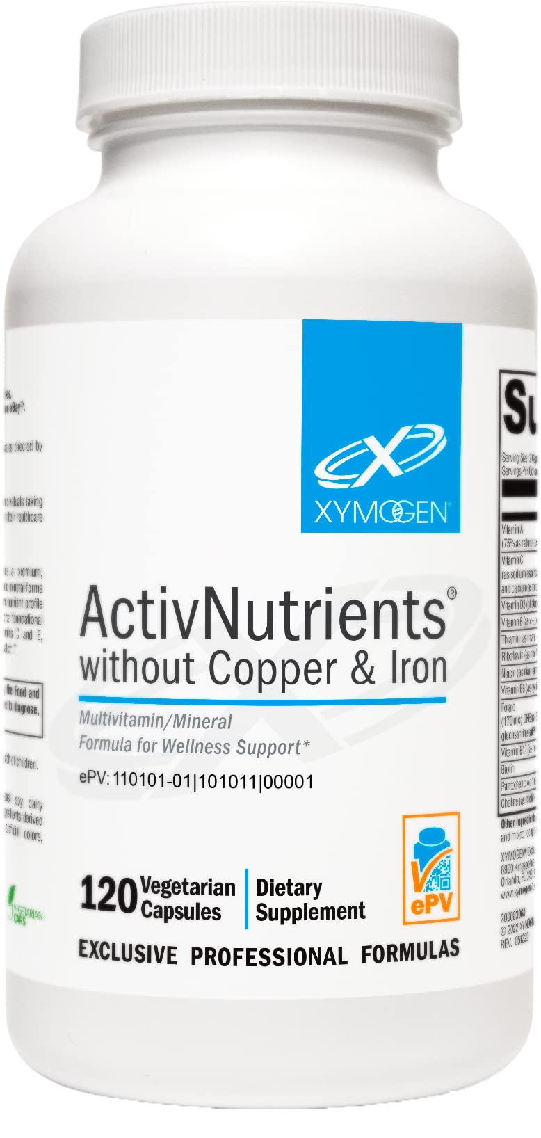 Frasco de ActivNutrients sin hierro 120 cápsulas
