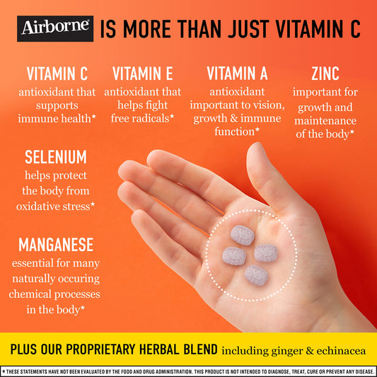 Frasco Airborne vitamina C 1000mg con zinc