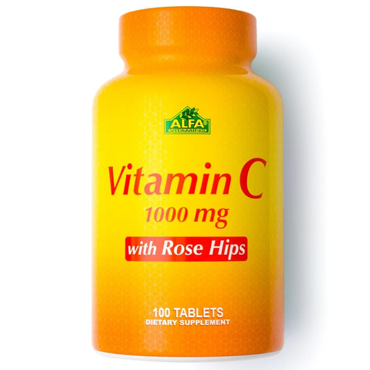 Frasco ALFA VITAMINS Vitamina C Rosa Mosqueta 100 tabletas