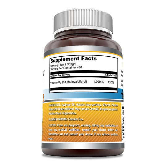 Frasco Amazing Formulas Vitamina D3 480 capsulas
