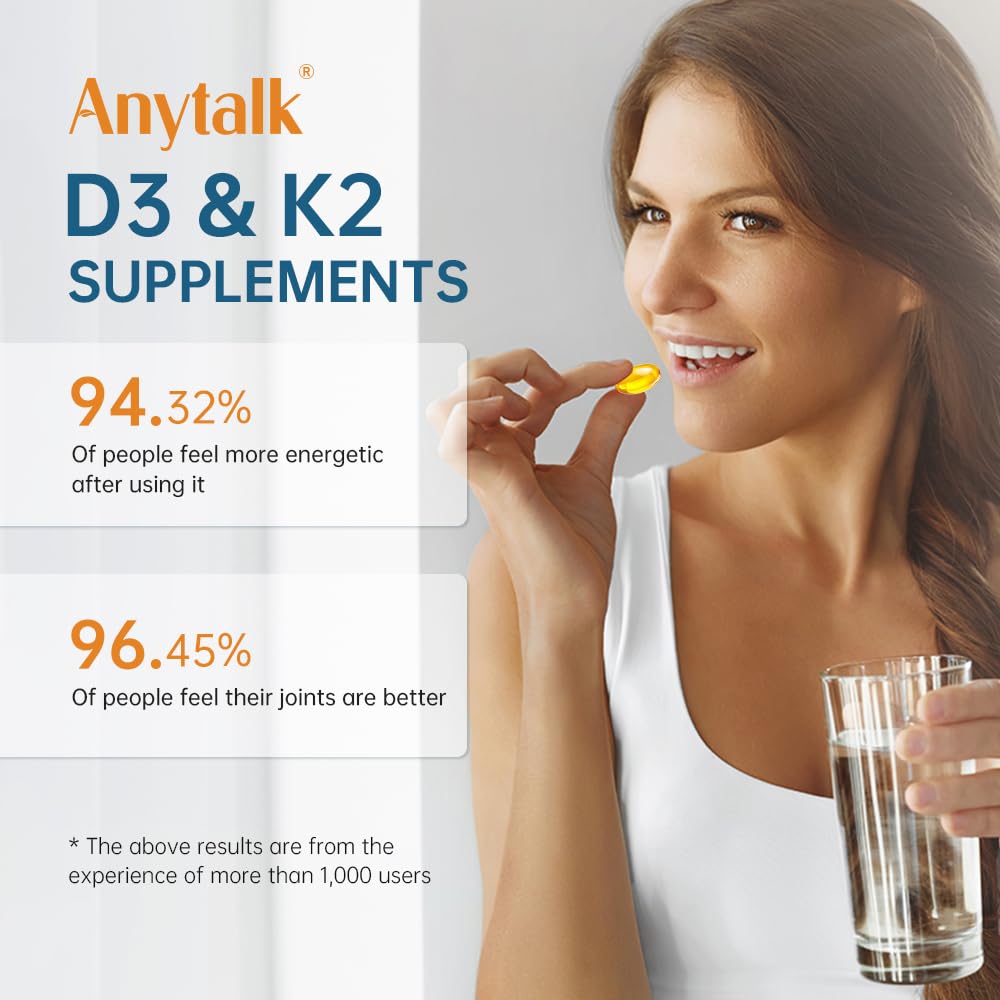 Frasco ámbar suplemento anytalk vitamina d3 k2 60 capsulas