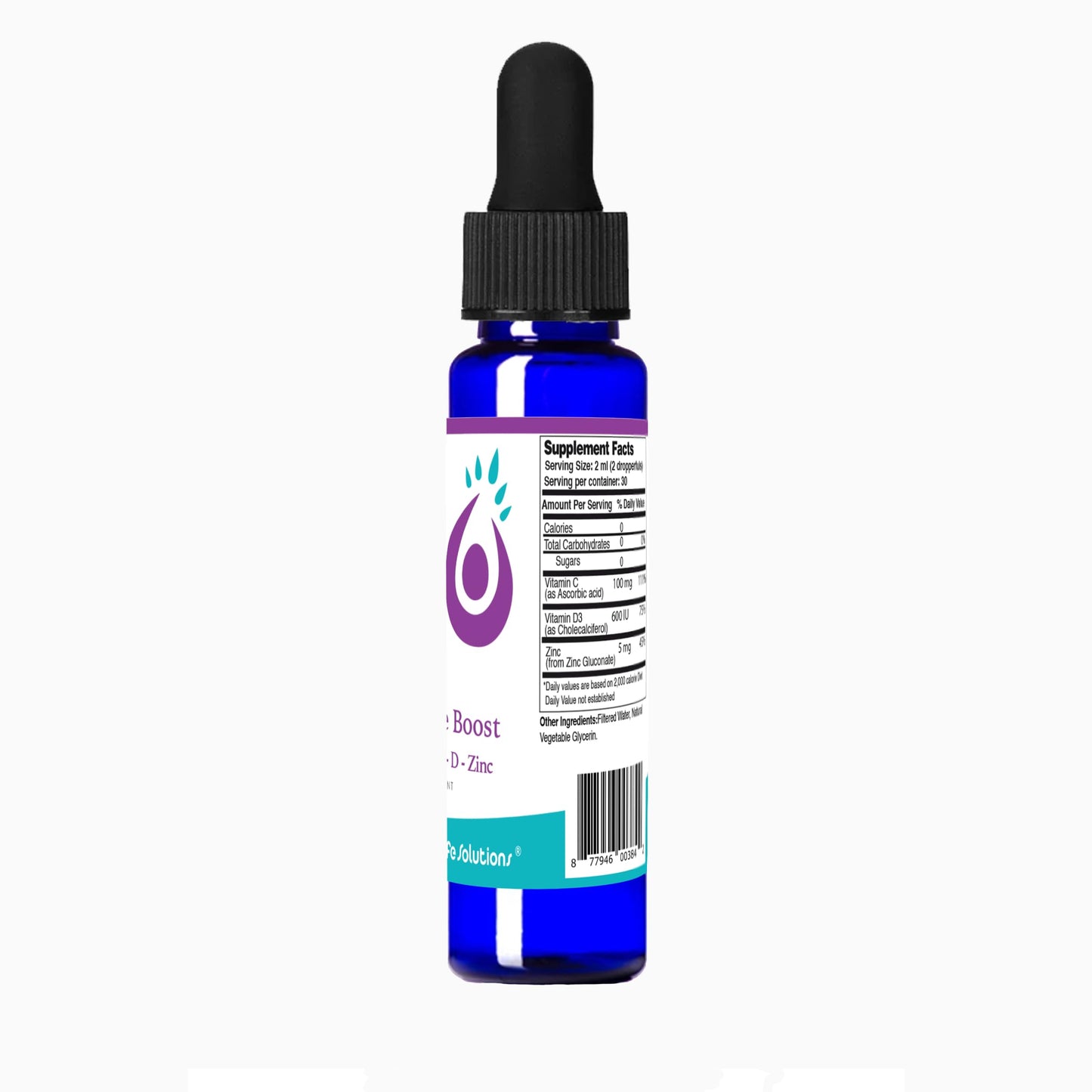 Frasco azul de potenciador inmunológico Life Solutions con gotero
