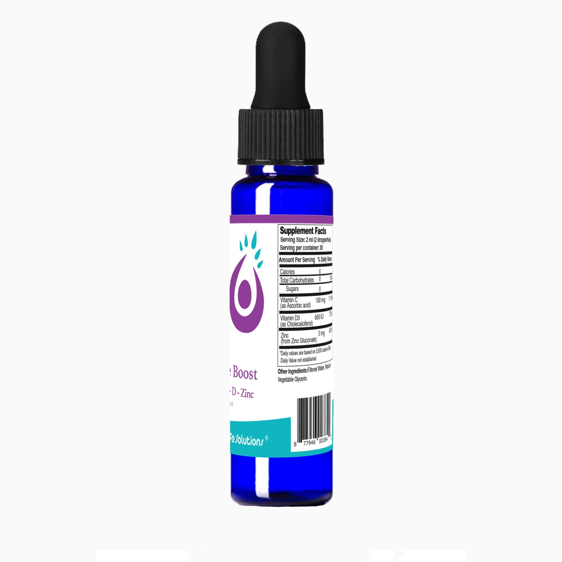 Frasco azul de potenciador inmunológico Life Solutions con gotero