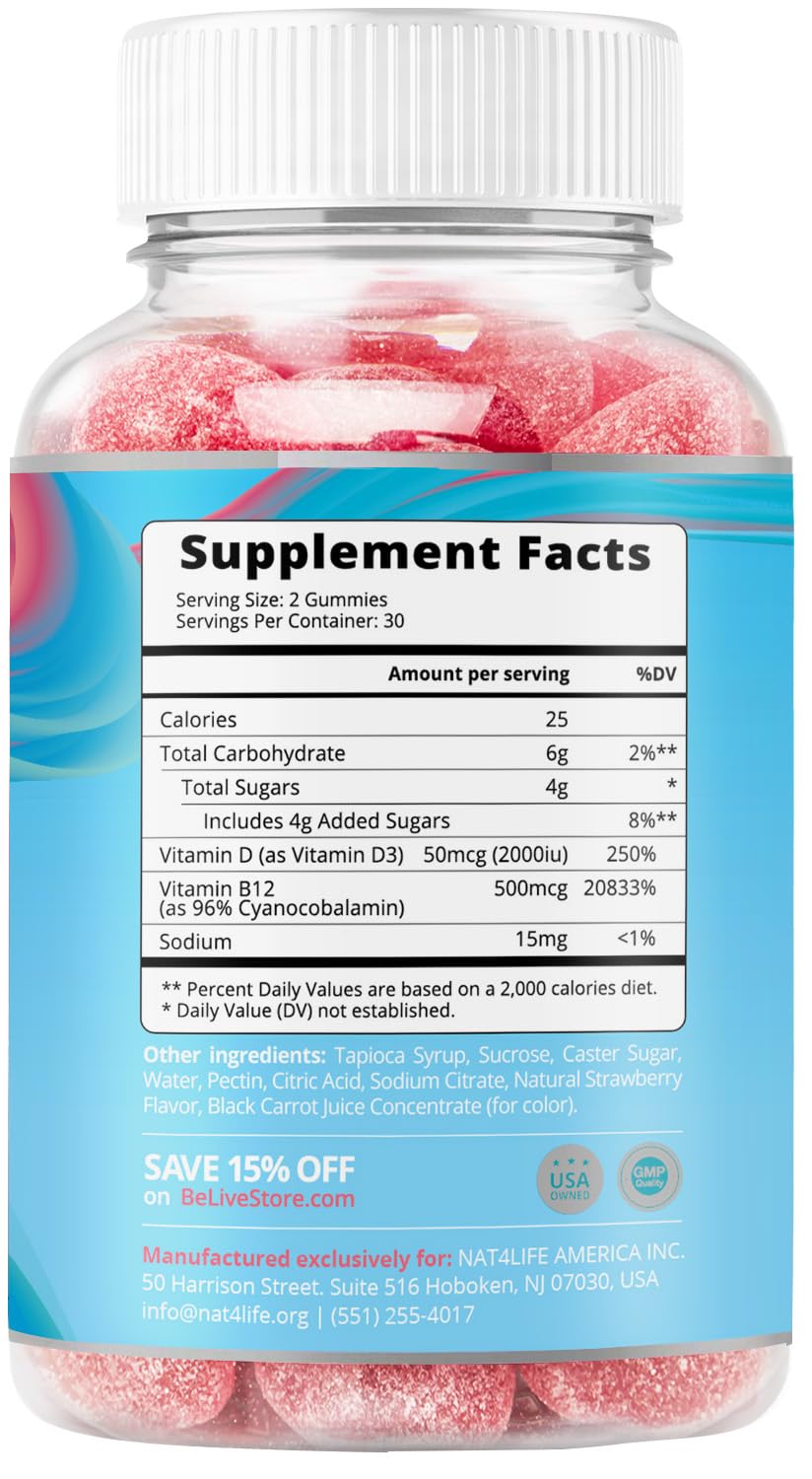 Frasco BeLive Biotina y vitaminas D3 B12