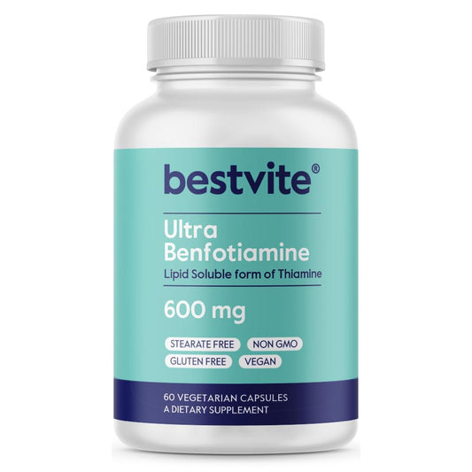 Frasco BESTVITE Benfotiamina 600mg 60 cápsulas vegetales
