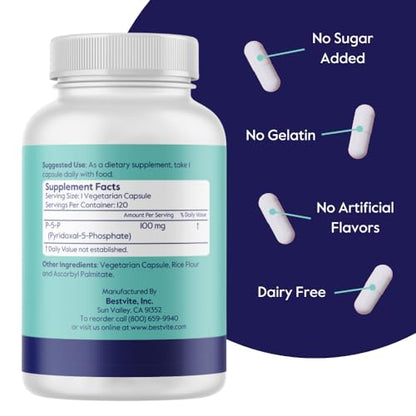 Frasco BESTVITE P-5-P vitamina B-6 coenzimada 100 mg