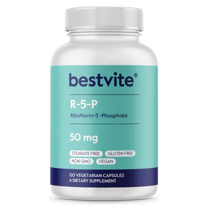 Frasco BESTVITE Riboflavina 5'-Fosfato 120 cápsulas vegetarianas