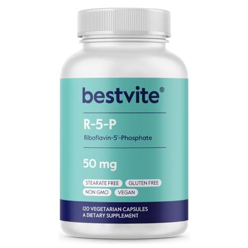 Frasco BESTVITE Riboflavina 5'-Fosfato 120 cápsulas vegetarianas