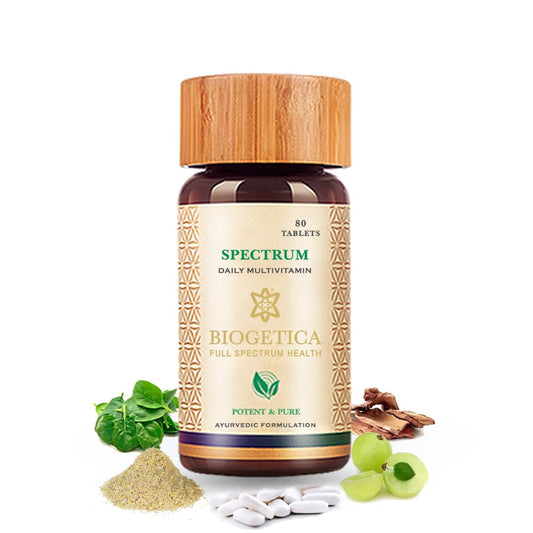 Frasco de Biogetica Spectrum 80 tabletas.