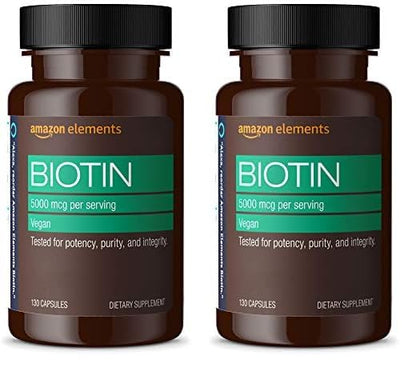 Frasco Amazon Elements biotina vegana 5000 mcg 130 cápsulas