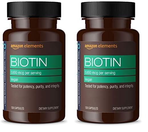 Frasco Amazon Elements biotina vegana 5000 mcg 130 cápsulas