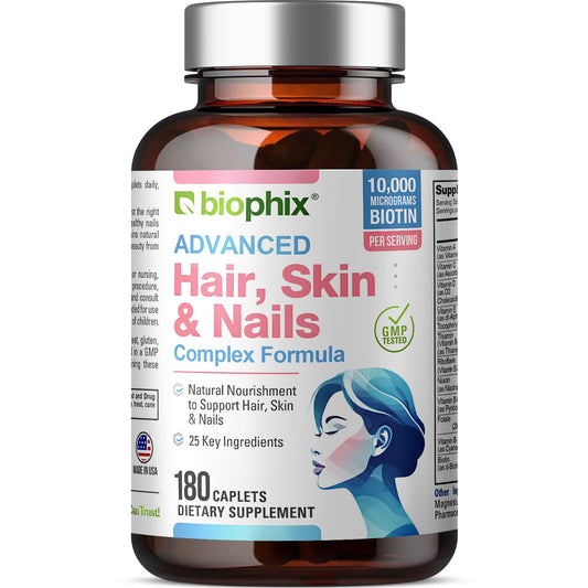 Frasco biophix cabello piel uñas 180 cápsulas biotina
