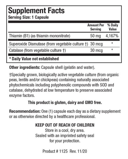 Frasco Biotics Research vitamina b1 tiamina salud cerebral