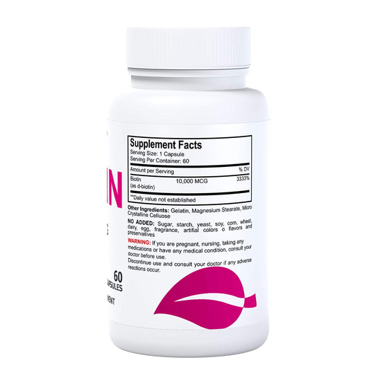 Frasco Biotina 10.000 mcg para fortalecer cabello y barba
