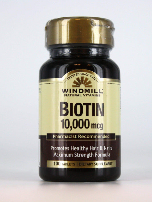 Frasco de biotina 10000 mcg Windmill 100 tabletas
