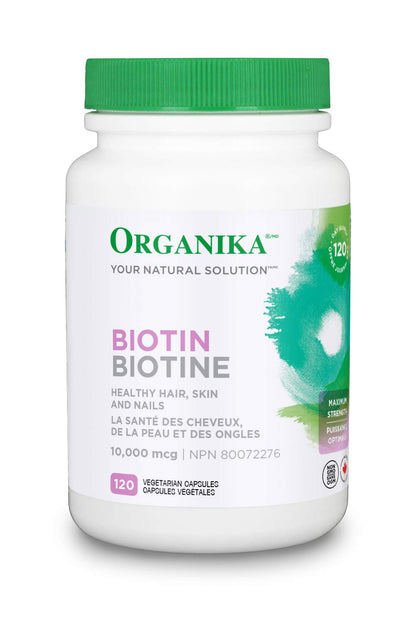 Frasco de biotina alta potencia Organika.