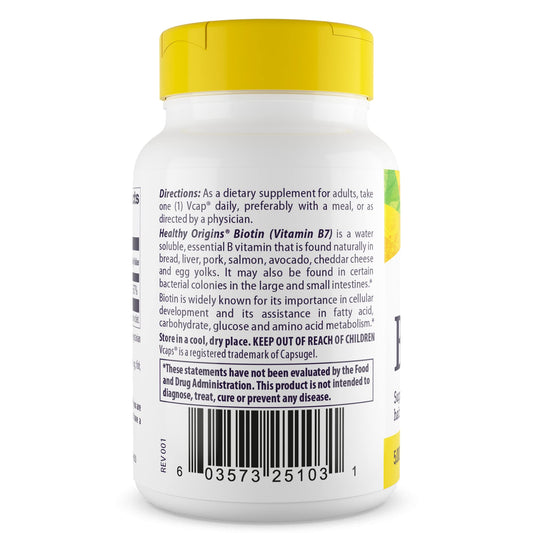 Frasco biotina Healthy Origins vista lateral